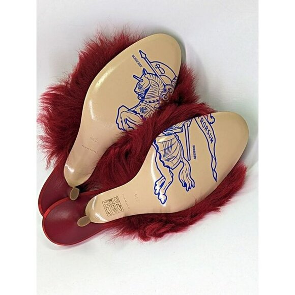 Burberry Jackie 75 Women's Shearling Mules Sandal in Ripple Size 38.5 MSRP $950 - Picture 8 of 11